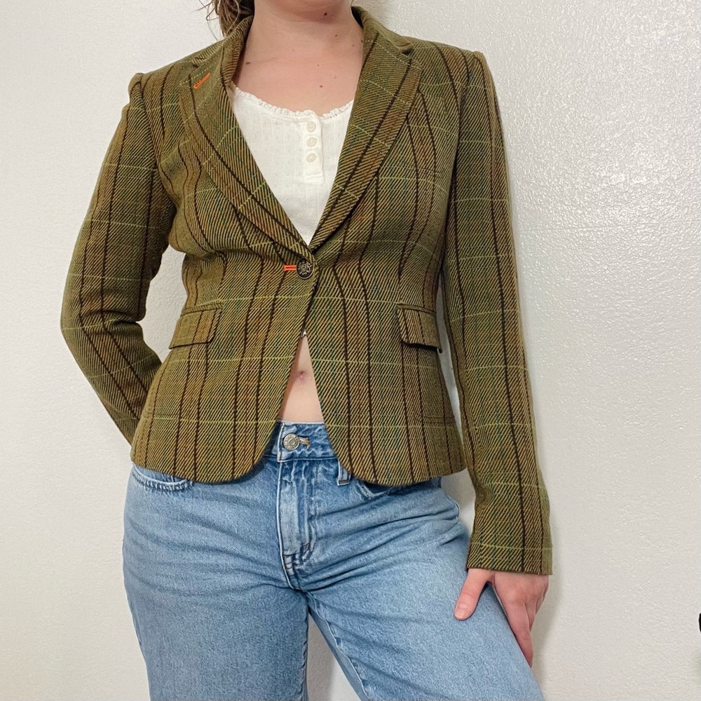 Cremieux | Brown/Green Plaid Blazer | Dark Academia